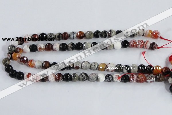 CAA385 15.5 inches 10mm faceted round fire crackle agate beads