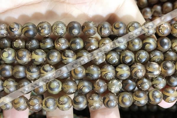 CAA3860 15 inches 8mm round tibetan agate beads wholesale