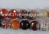 CAA387 15.5 inches 14mm faceted round fire crackle agate beads