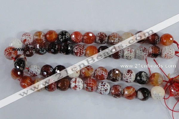 CAA388 15.5 inches 16mm faceted round fire crackle agate beads