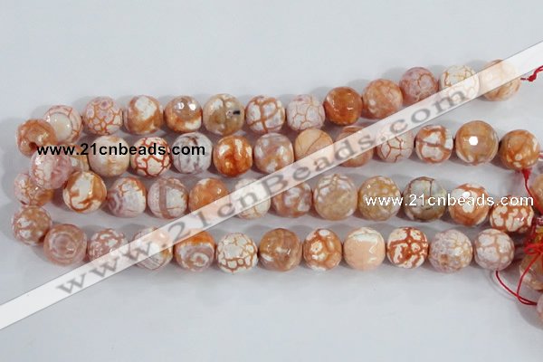 CAA391 15.5 inches 14mm faceted round fire crackle agate beads