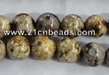 CAA396 15.5 inches 14mm round fire crackle agate beads wholesale