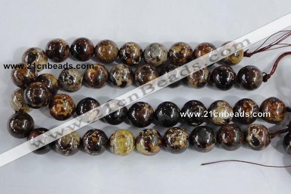 CAA397 15.5 inches 16mm round fire crackle agate beads wholesale