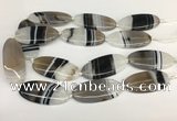 CAA3996 15.5 inches 25*55mm oval line agate gemstone beads