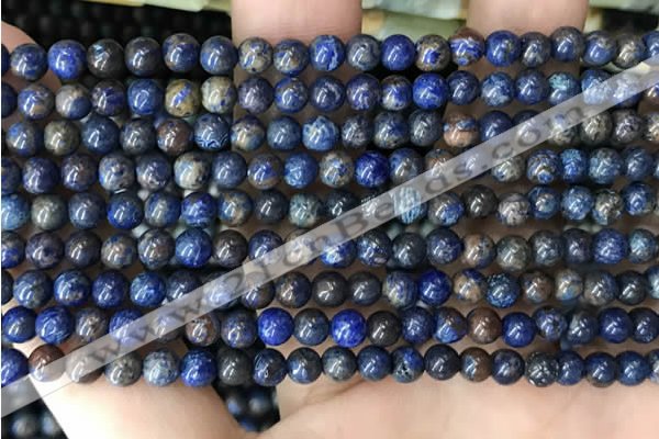 CAA4008 15.5 inches 4mm round blue crazy lace agate beads