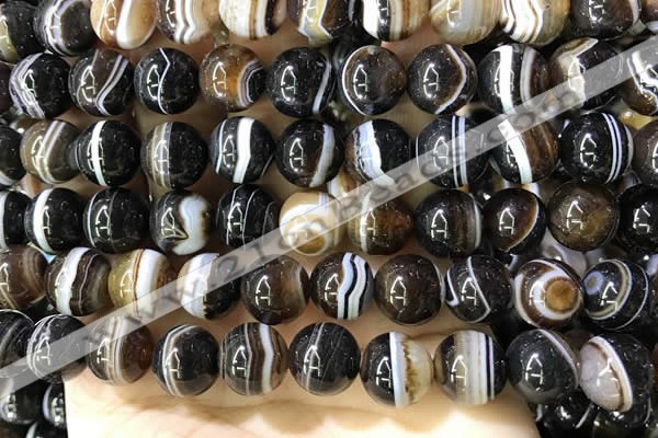 CAA4021 15.5 inches 12mm round line agate beads wholesale