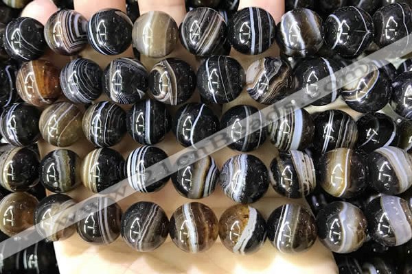 CAA4022 15.5 inches 14mm round line agate beads wholesale