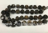 CAA4057 15*16mm - 16*17mm faceted nuggets chrysanthemum agate beads