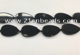 CAA4071 15.5 inches 30*50mm flat teardrop black agate gemstone beads