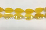 CAA4077 15.5 inches 30*50mm flat teardrop yellow agate gemstone beads