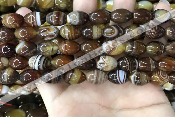 CAA4159 15.5 inches 10*14mm rice line agate beads wholesale