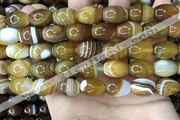 CAA4160 15.5 inches 12*16mm rice line agate beads wholesale