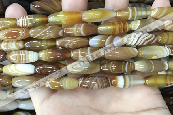CAA4165 15.5 inches 8*20mm rice line agate beads wholesale