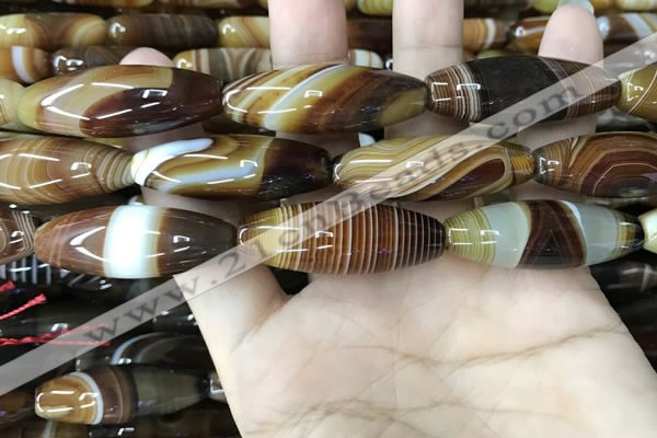 CAA4168 15.5 inches 12*40mm rice line agate beads wholesale