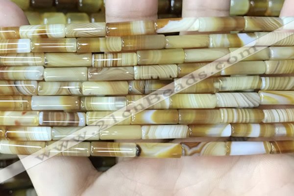 CAA4176 15.5 inches 4*13mm tube line agate beads wholesale