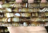 CAA4197 15.5 inches 10*20mm carved drum line agate gemstone beads