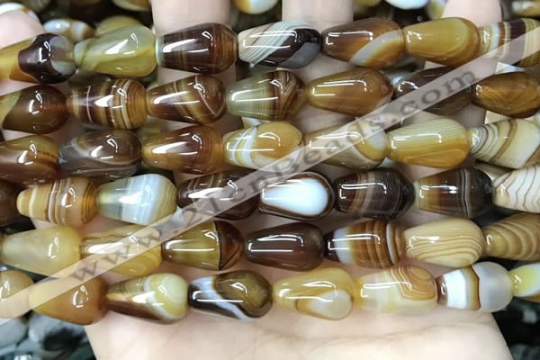 CAA4200 15.5 inches 10*16mm teardrop line agate gemstone beads