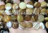 CAA4205 15.5 inches 16mm flat round line agate beads wholesale