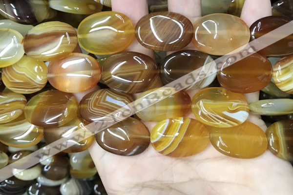 CAA4215 15.5 inches 18*25mm oval line agate beads wholesale