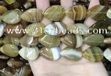 CAA4221 15.5 inches 18*25mm flat teardrop line agate beads wholesale