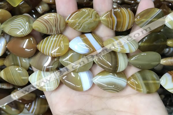 CAA4221 15.5 inches 18*25mm flat teardrop line agate beads wholesale