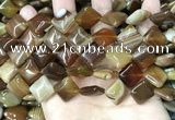 CAA4233 15.5 inches 14*14mm diamond line agate beads wholesale