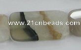 CAA424 15.5 inches 20*40mm faceted rectangle agate druzy geode beads
