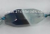 CAA429 15.5 inches 15*40mm faceted rice agate druzy geode beads