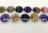 CAA4300 15.5 inches 30mm flat round line agate beads wholesale