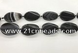 CAA4304 15.5 inches 30*40mm twisted oval line agate beads