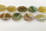 CAA4306 15.5 inches 32*40mm twisted oval line agate beads