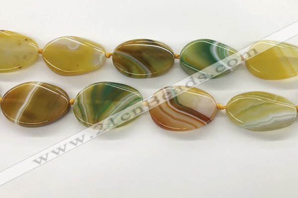 CAA4306 15.5 inches 32*40mm twisted oval line agate beads