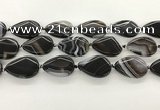 CAA4318 15.5 inches 25*35mm twisted flat teardrop line agate beads
