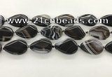 CAA4318 15.5 inches 25*35mm twisted flat teardrop line agate beads