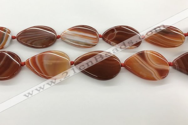 CAA4320 15.5 inches 30*40mm twisted oval line agate beads