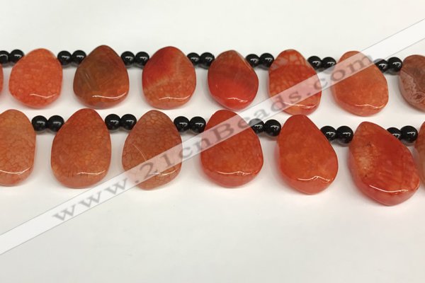 CAA4362 Top drilled 20*30mm freeform dragon veins agate beads