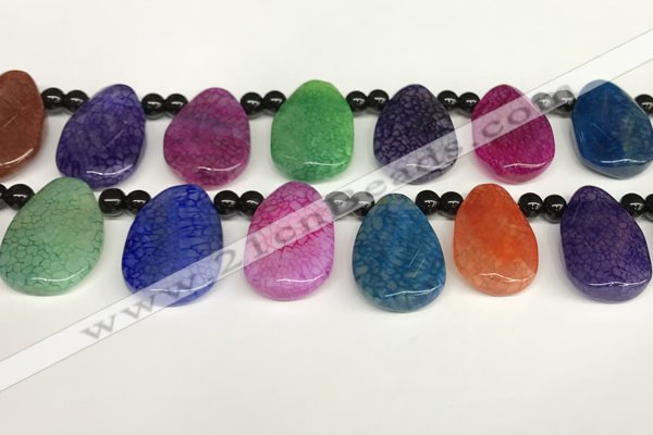 CAA4367 Top drilled 20*30mm freeform dragon veins agate beads