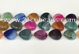 CAA4410 15.5 inches 20*20mm flat teardrop agate druzy geode beads