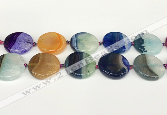 CAA4429 15.5 inches 30mm flat round agate druzy geode beads