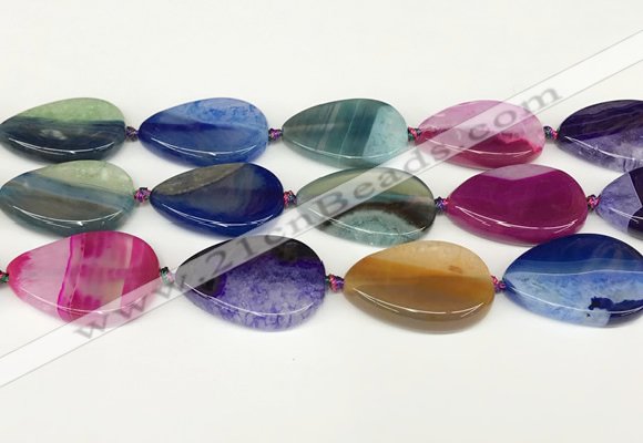 CAA4432 15.5 inches 25*35mm flat teardrop agate druzy geode beads