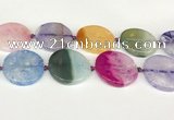 CAA4435 15.5 inches 35mm flat round agate druzy geode beads