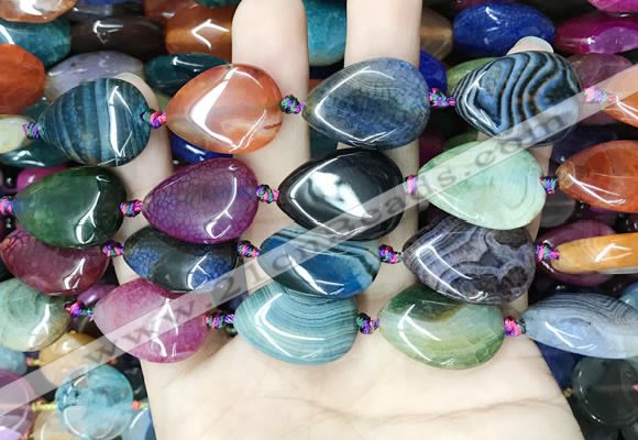 CAA4478 15.5 inches 18*25mm flat teardrop dragon veins agate beads