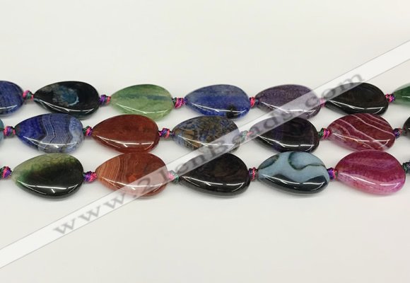 CAA4517 15.5 inches 18*25mm flat teardrop dragon veins agate beads