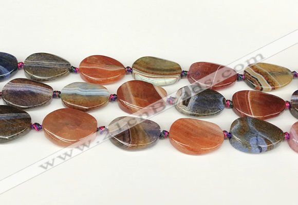 CAA4523 15.5 inches 20*26mm twisted oval dragon veins agate beads