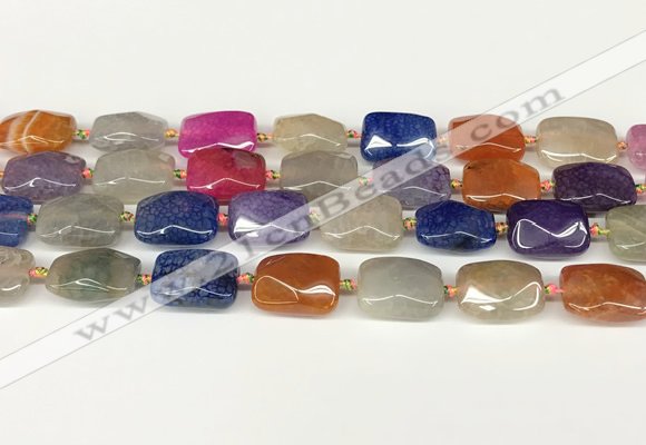 CAA4524 15.5 inches 13*18mm faceted rectangle dragon veins agate beads