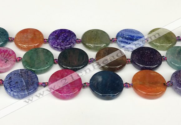 CAA4528 15.5 inches 25mm flat round dragon veins agate beads