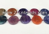 CAA4529 15.5 inches 30mm flat round dragon veins agate beads