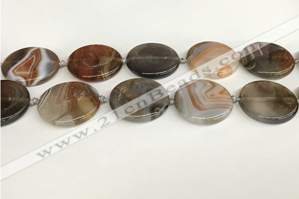 CAA4551 15.5 inches 30mm flat round banded agate beads wholesale