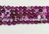 CAA4582 15.5 inches 10mm flat round banded agate beads wholesale