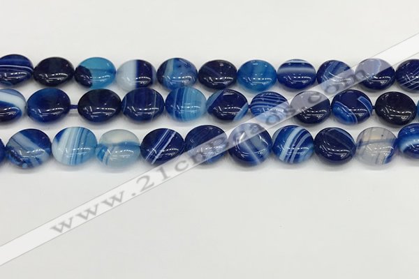 CAA4593 15.5 inches 12mm flat round banded agate beads wholesale